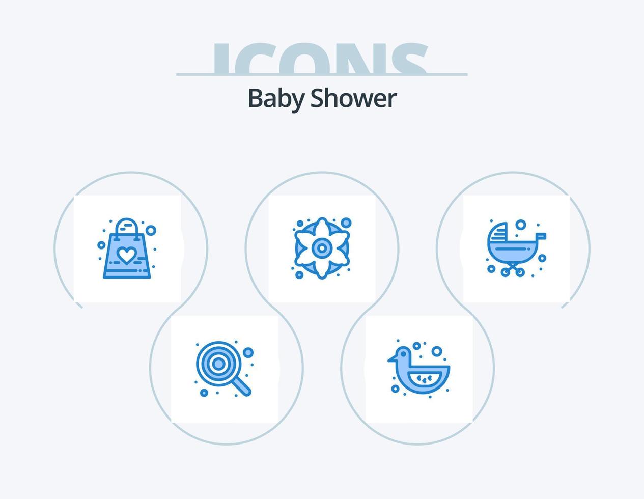 Baby Shower Blue Icon Pack 5 Icon Design. generic flower. decorative flowers. toy. colorful flowers. kid vector