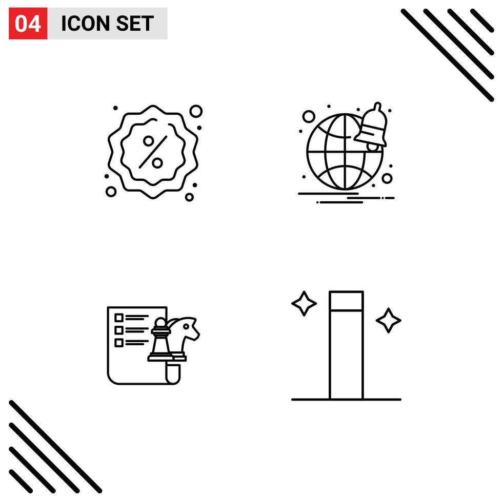 Pack of 4 creative Filledline Flat Colors of badge strategy shopping website magic Editable Vector Design Elements