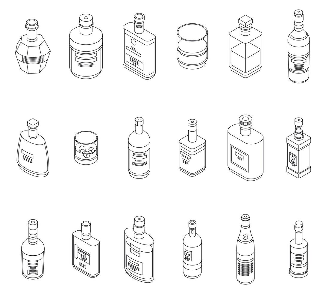 conjunto de iconos de bourbon contorno vectorial vector