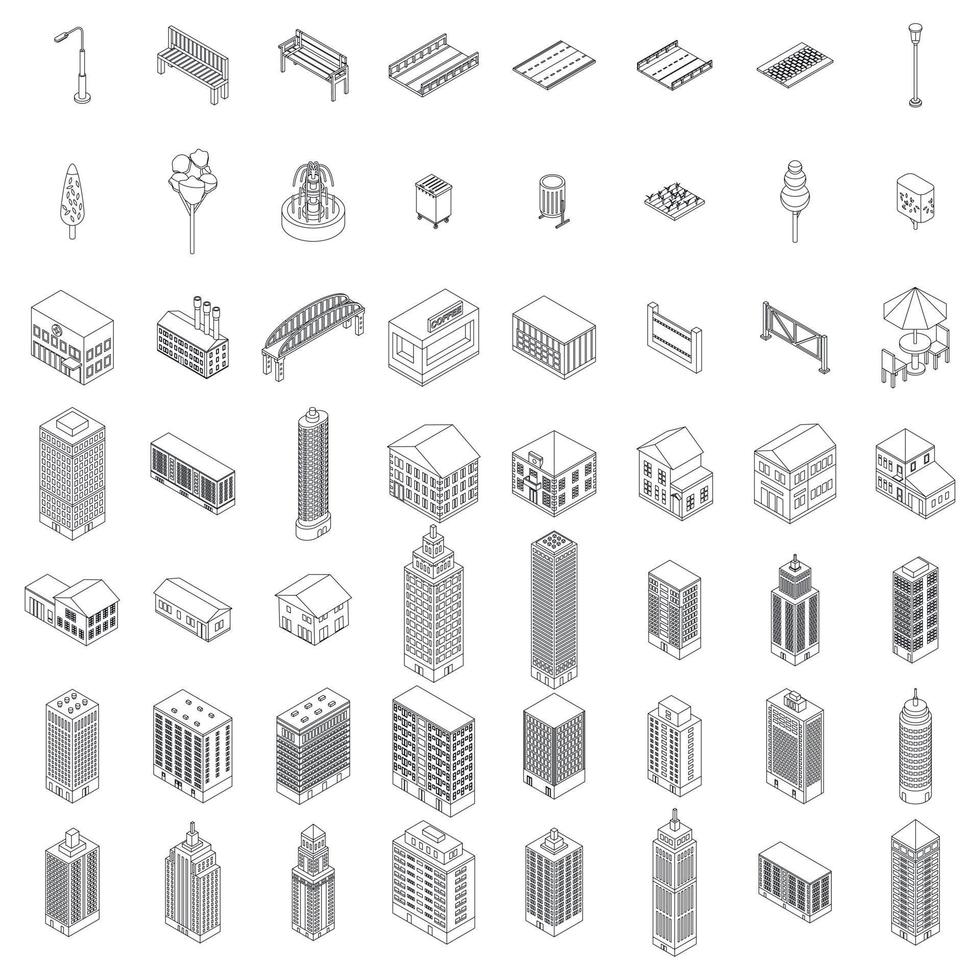 City infrastructure icons set vector outline