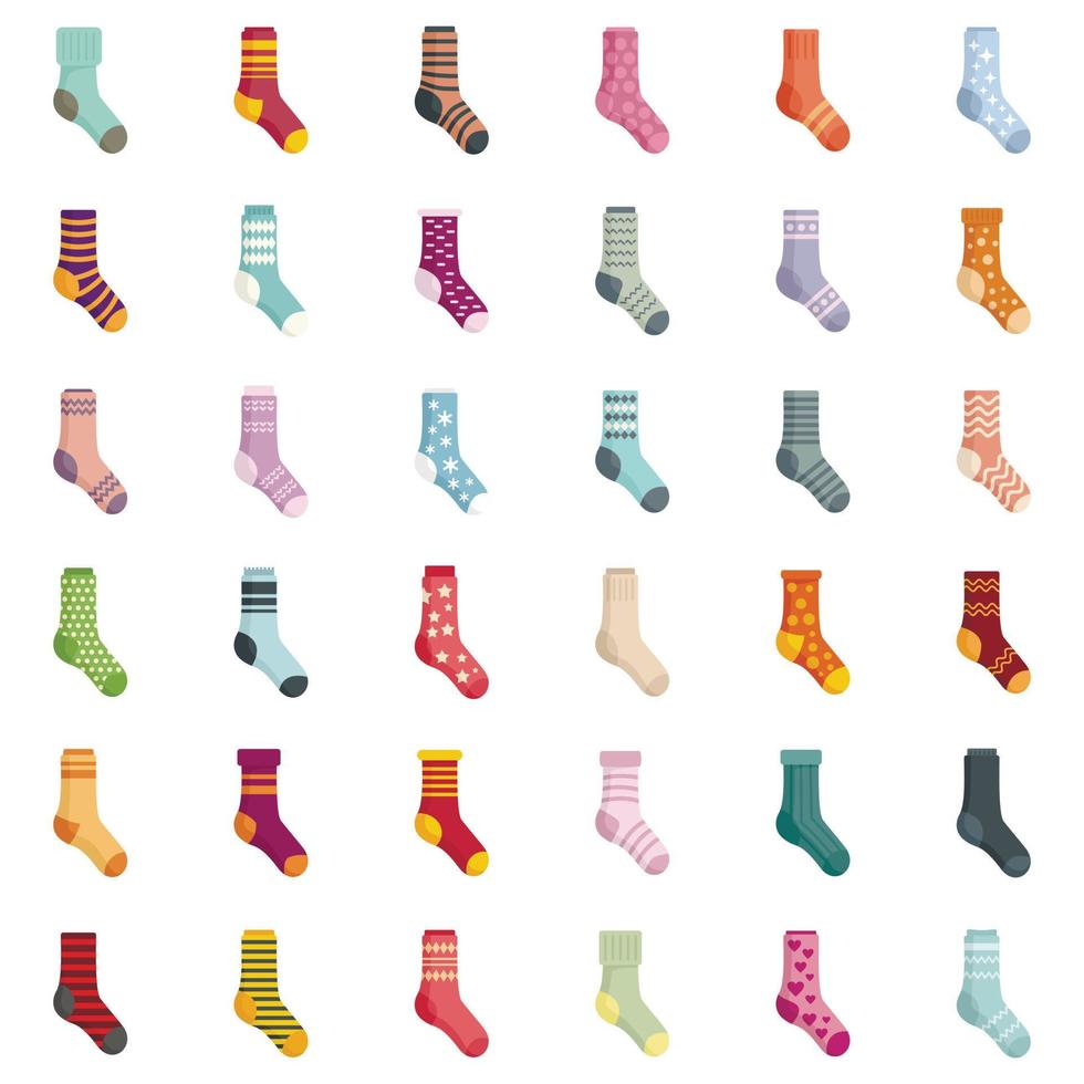 conjunto de iconos de calcetines, estilo plano vector