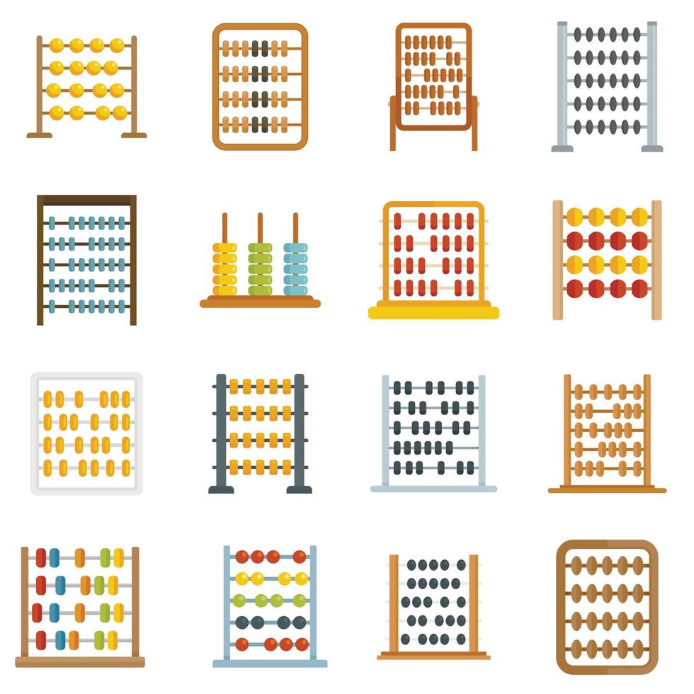 Abacus icons set flat vector. Accounting calculate vector
