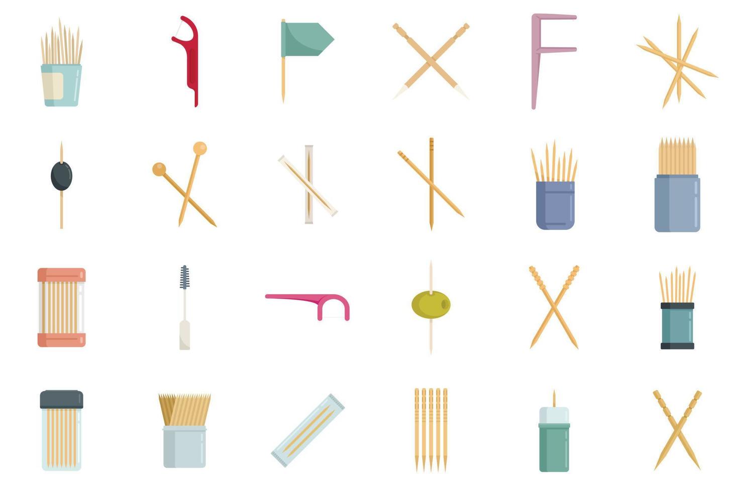 Toothpick icons set flat vector. Clean accessory vector