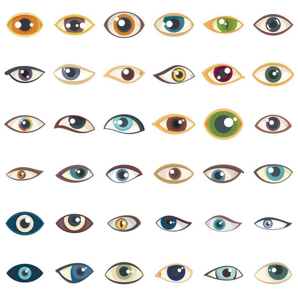 Eyes icons set flat vector. Face organ vector