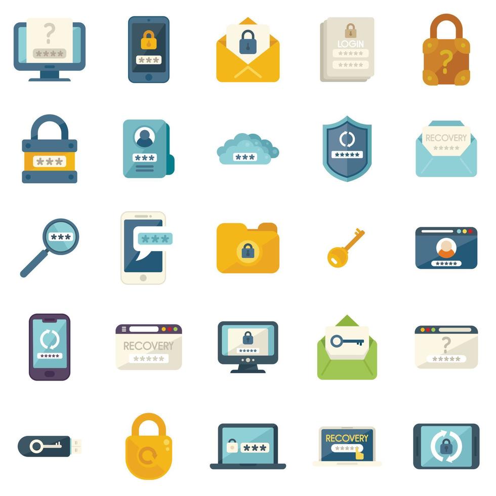 Password recovery icon flat vector. Computer lock vector