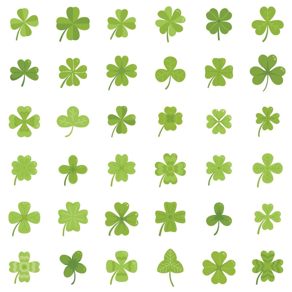 Clover icons set flat vector. Leaf celebration vector