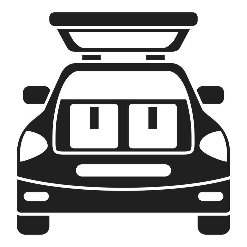 Box in car trunk icon simple vector. Travel back vector