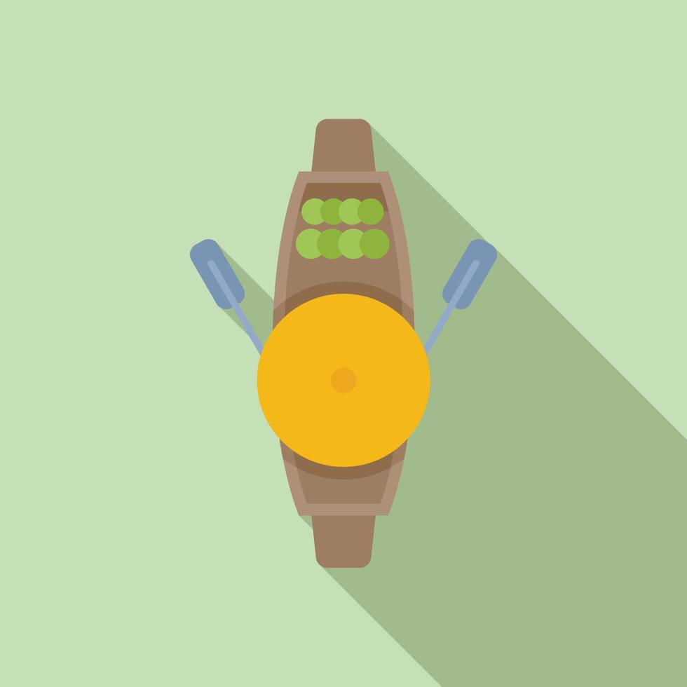 River floating market icon flat vector. Thailand boat vector