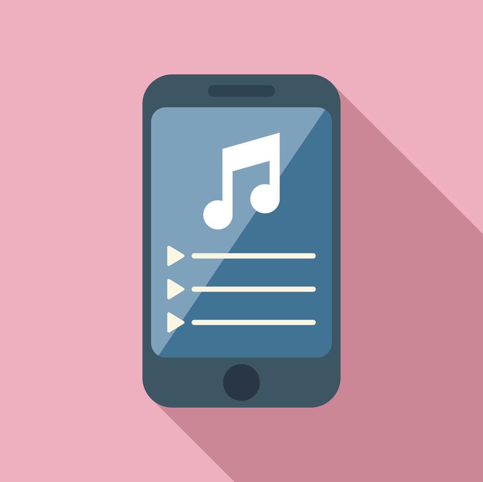 Phone music playlist icon flat vector. Mobile smartphone vector