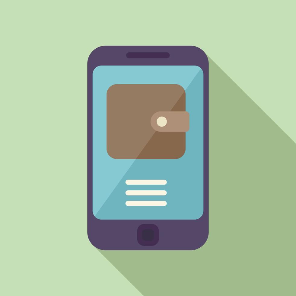 Smartphone wallet icon flat vector. Smart online vector