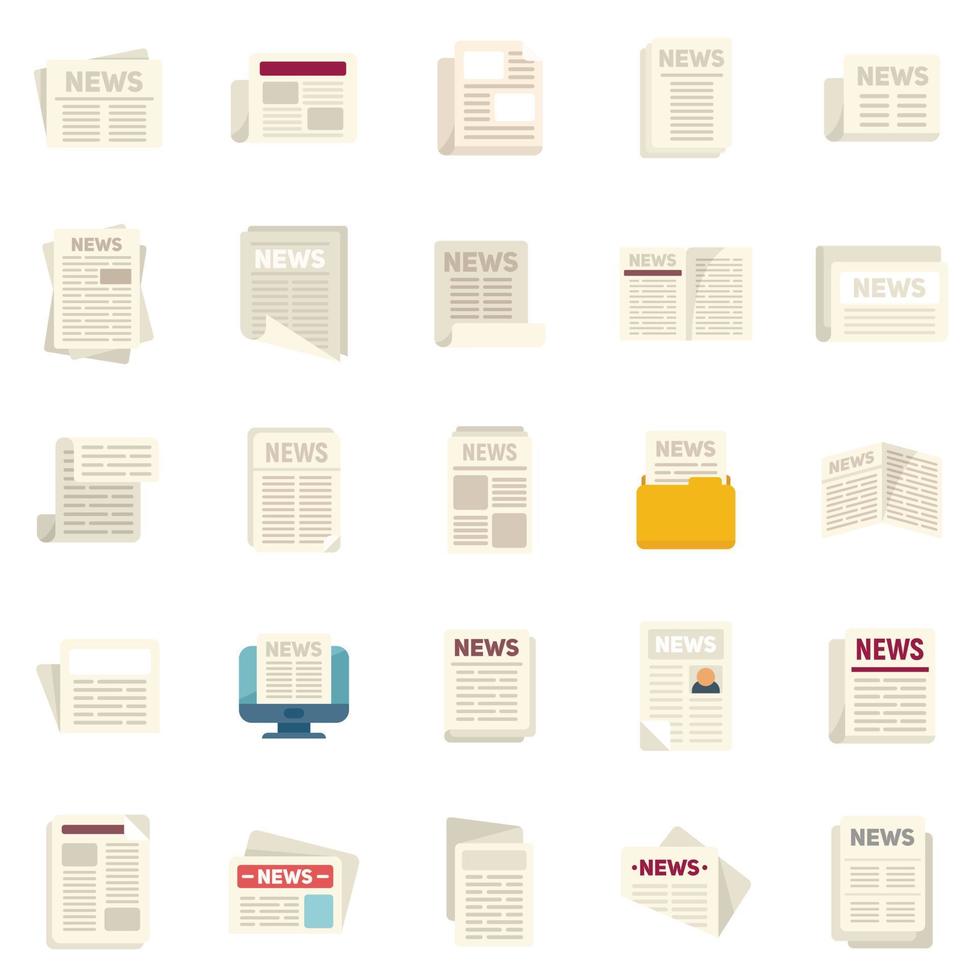 Newspaper icons set flat vector. Stack magazine vector