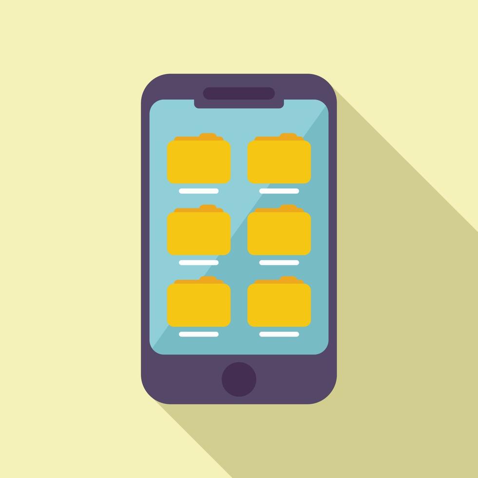 Smartphone folder icon flat vector. Smart online vector