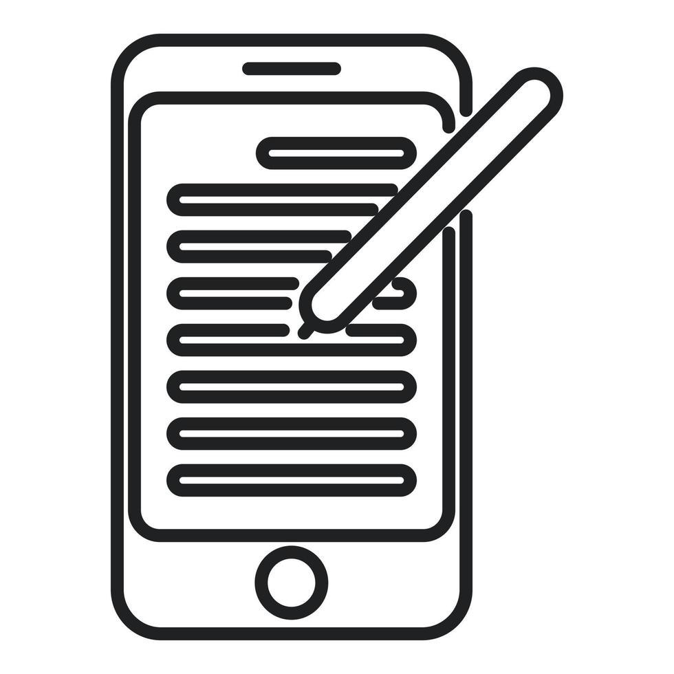 Smartphone notepad icon outline vector. Online smart vector