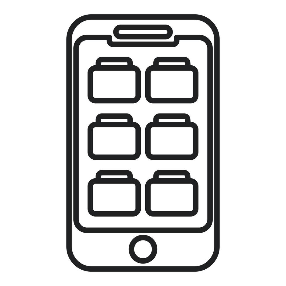 Smartphone folder icon outline vector. Smart online vector