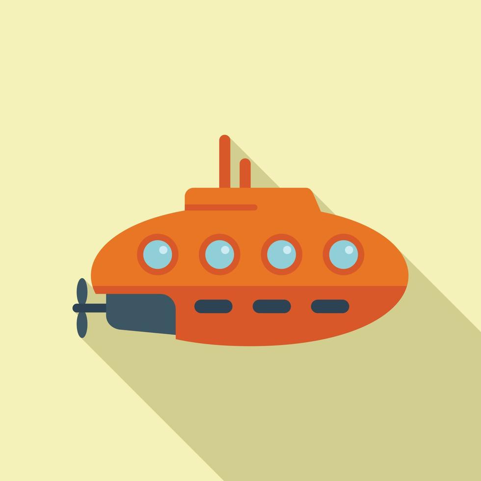 Military submarine icon flat vector. Underwater ship vector