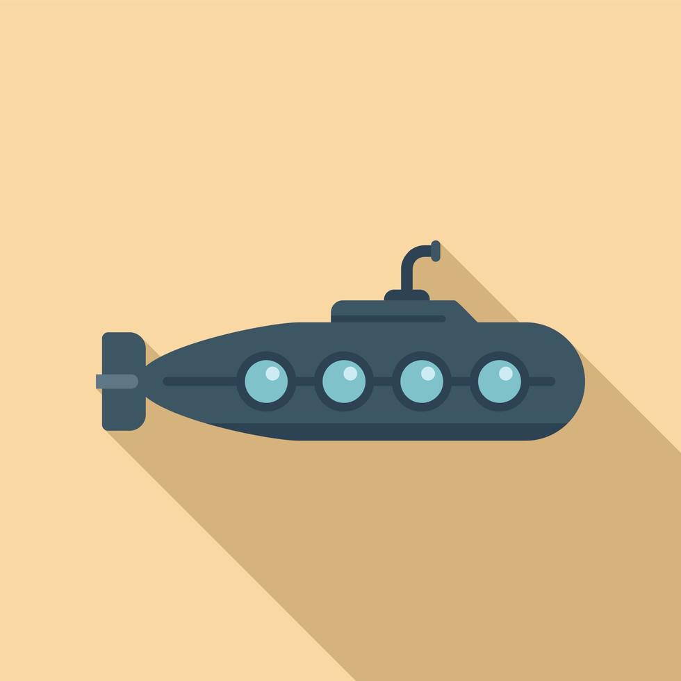 Childish submarine icon flat vector. Underwater ship vector