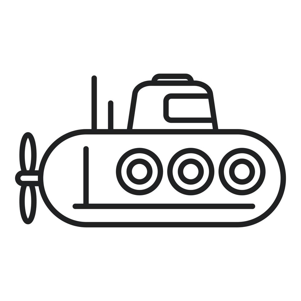 vector de contorno de icono submarino de periscopio. barco submarino