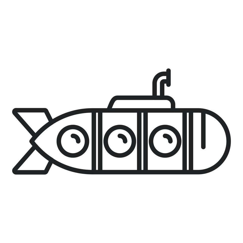 vector de contorno de icono de submarino infantil. barco submarino