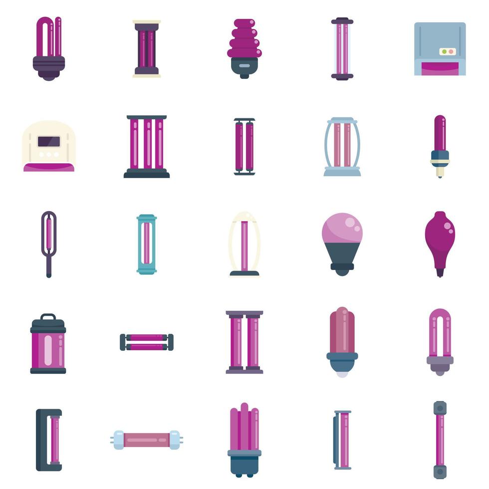 UV lamp icons set flat vector. Care clinic vector