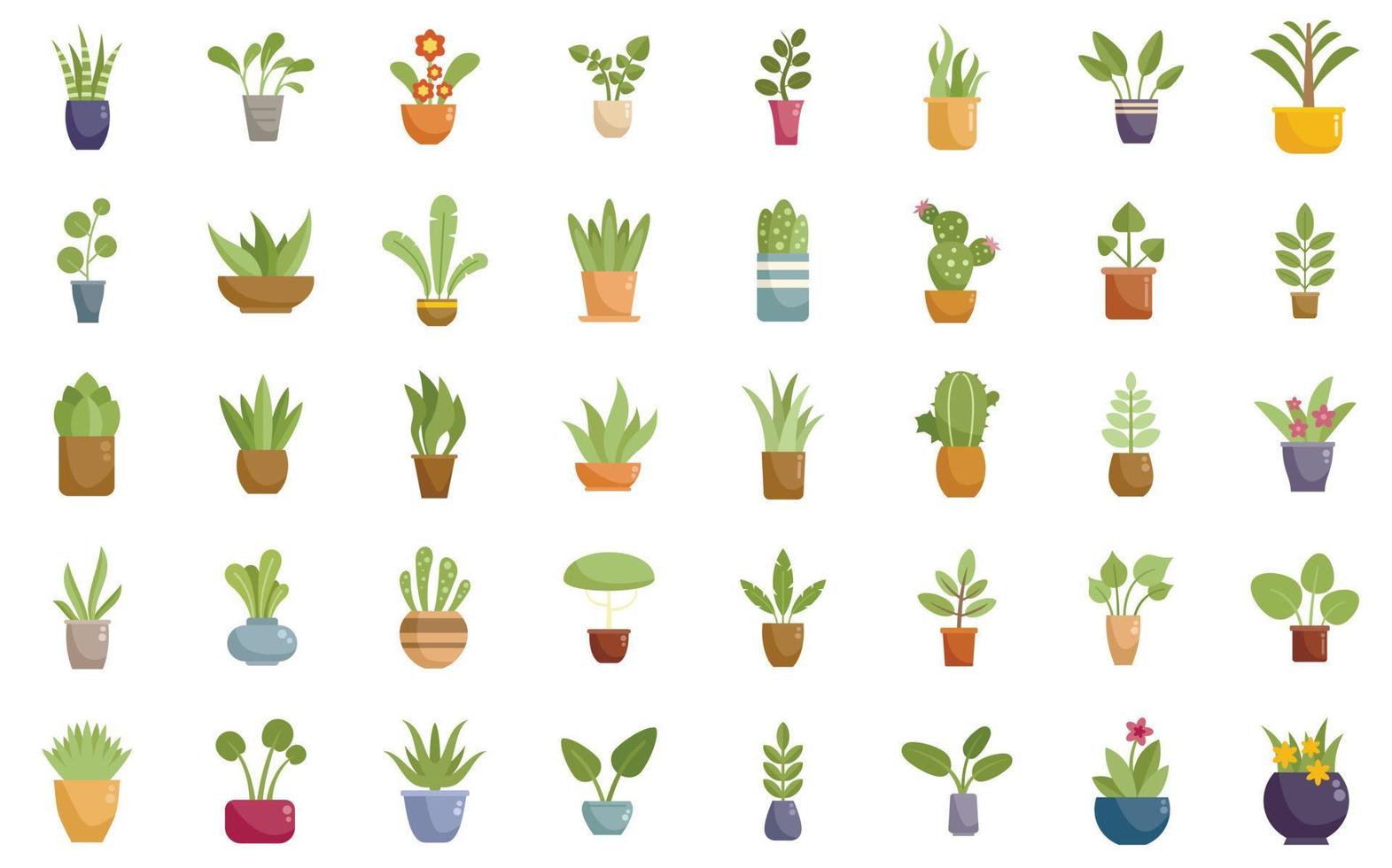 Plants icons set flat vector. Leaf growth vector