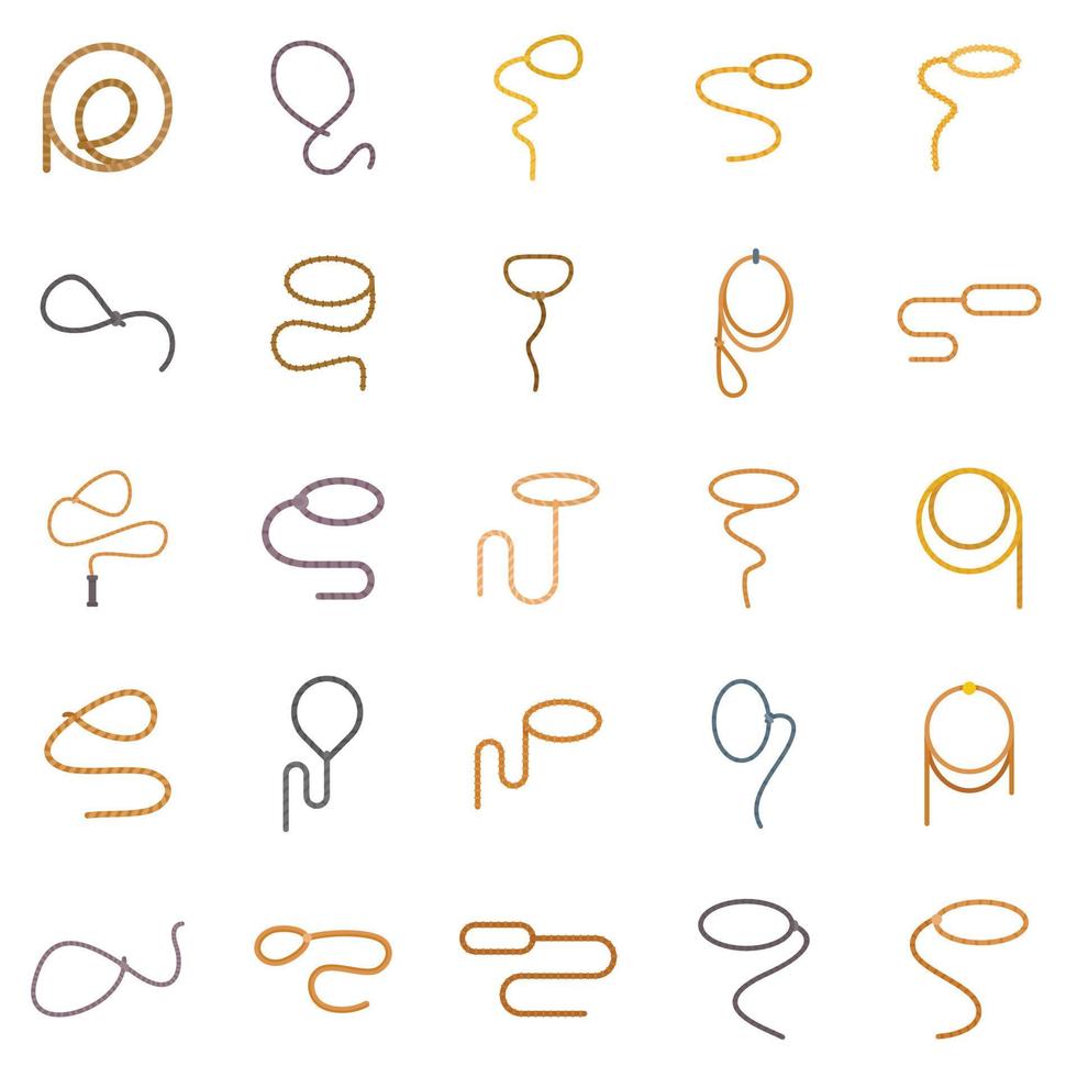 Lasso icons set flat vector. Hand cowboy vector