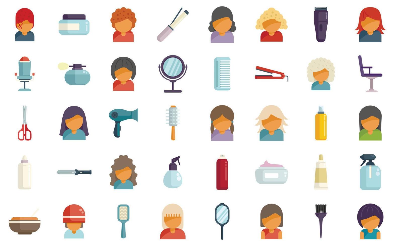 Coiffure icons set flat vector. Hair salon vector