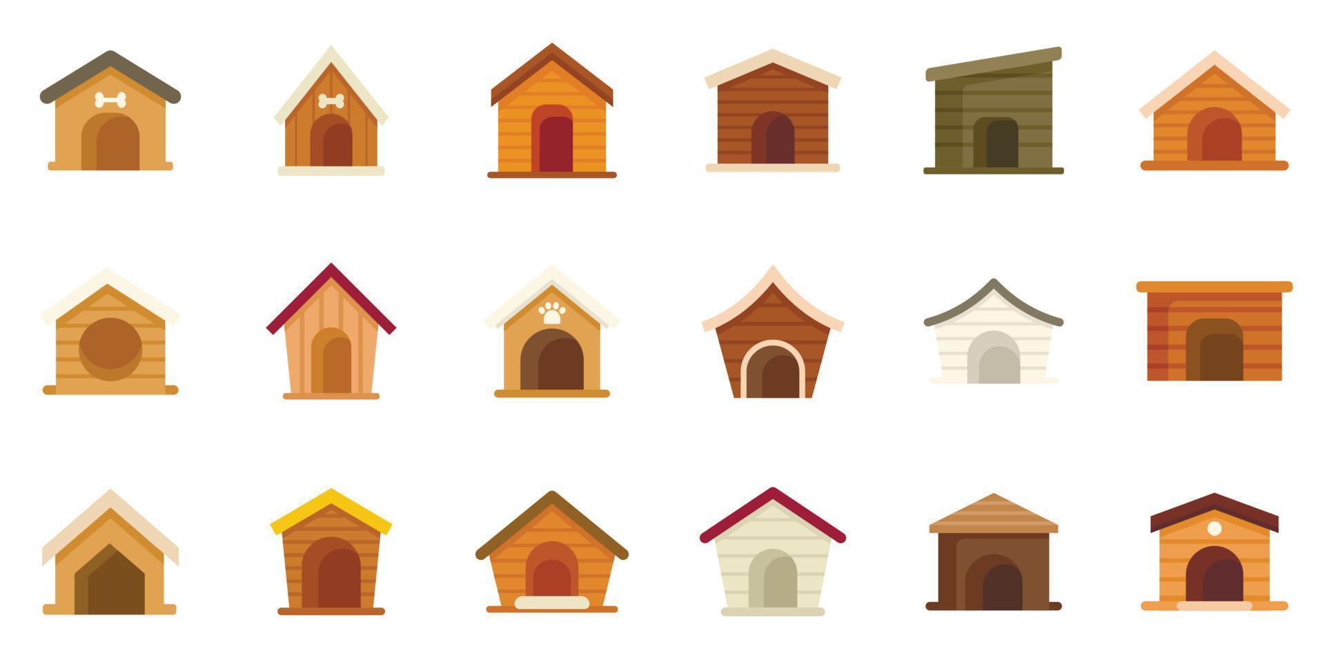 Dog kennel icons set flat vector. Pet accessory vector