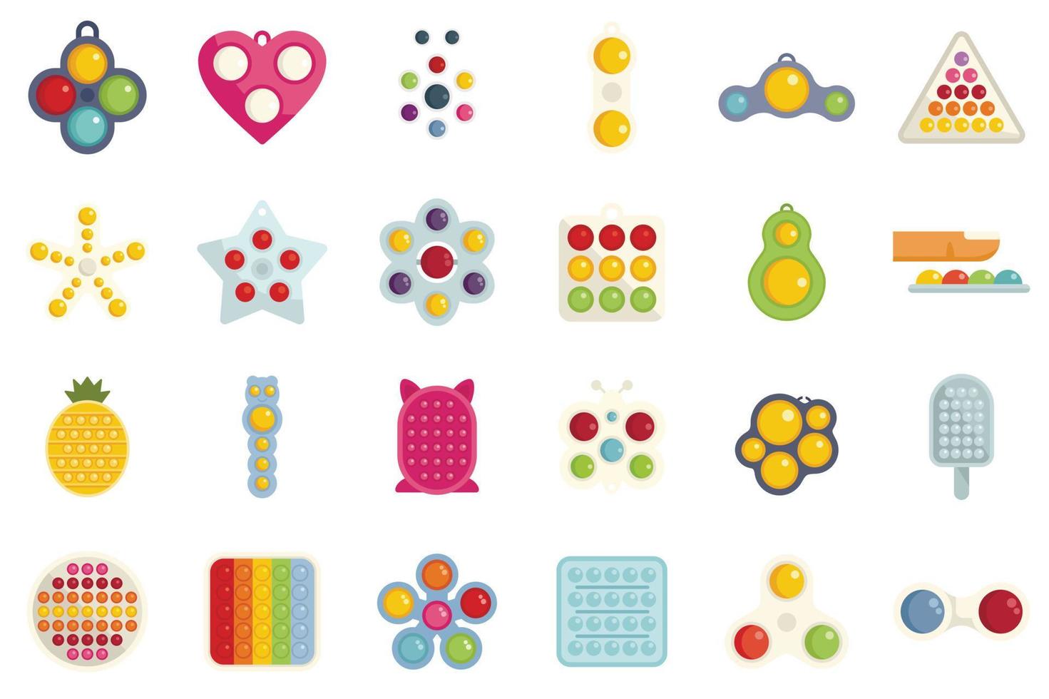 Antistress toy icons set flat vector. Dimple sensory vector