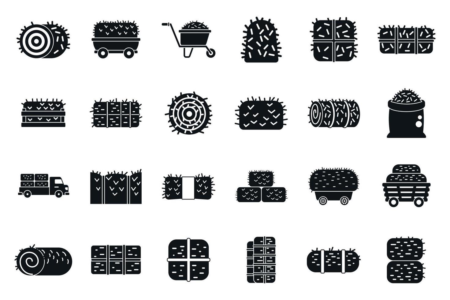 Bale of hay icons set simple vector. Agriculture bale vector