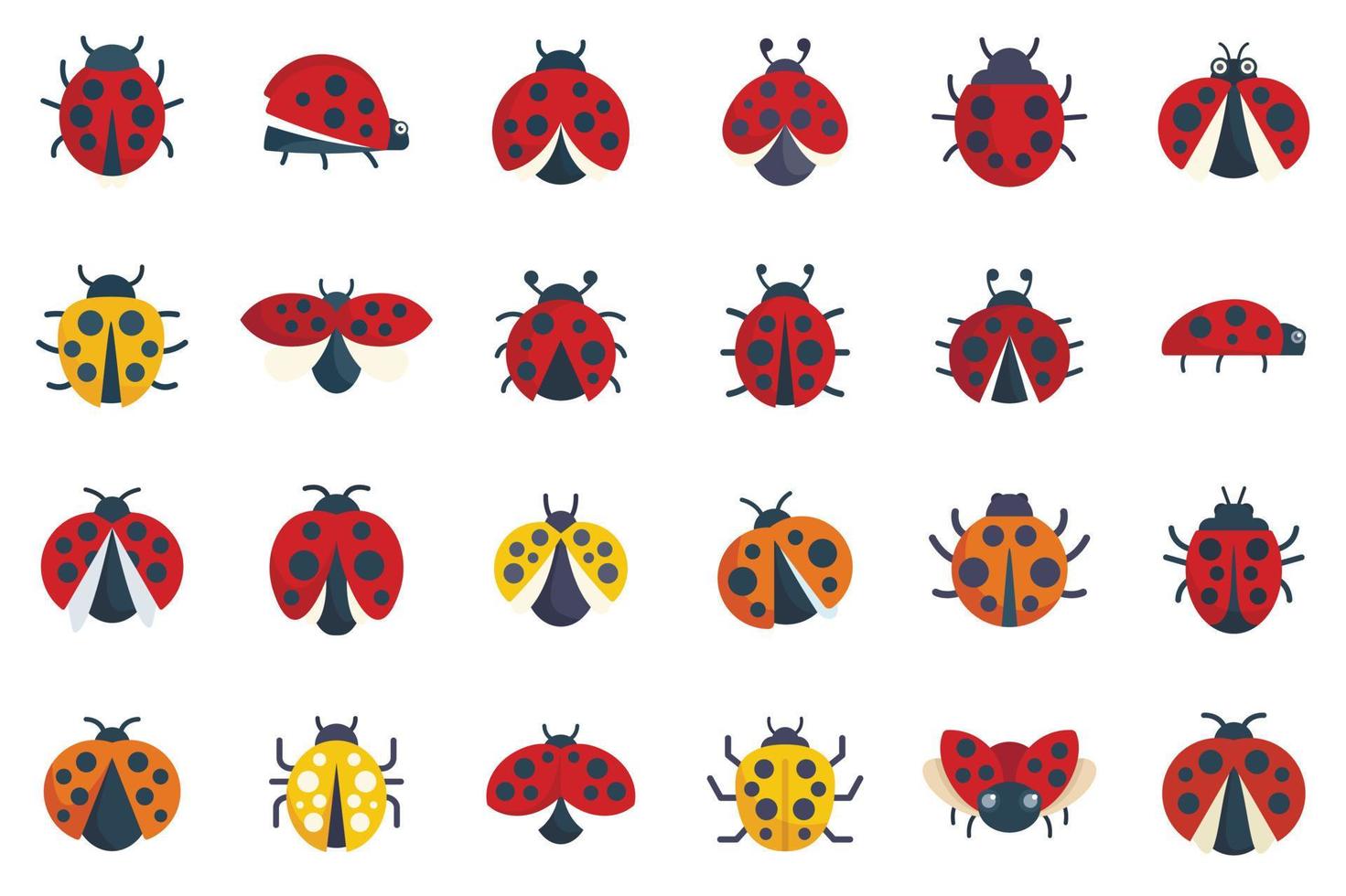 Insect ladybird icons set flat vector. Child fly vector