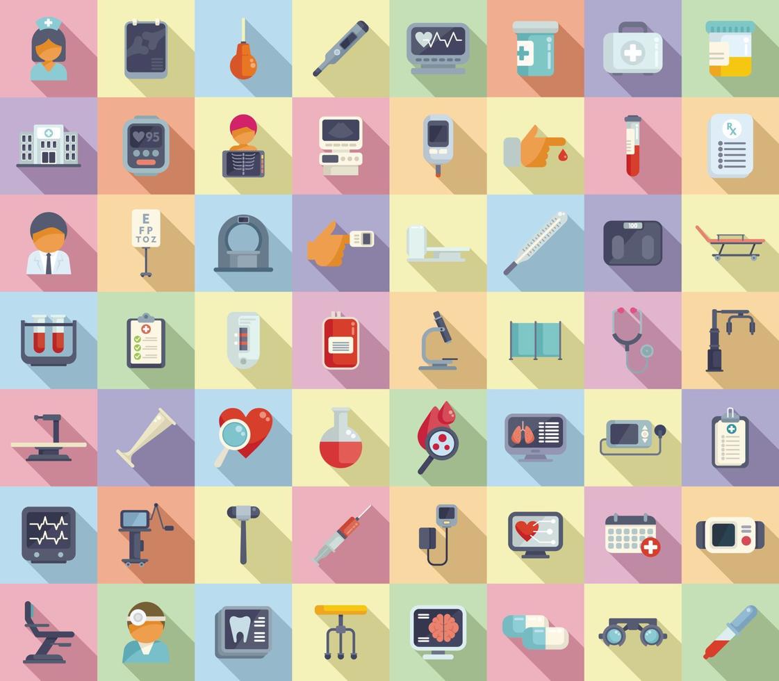 Medical examination icons set flat vector. Health check vector