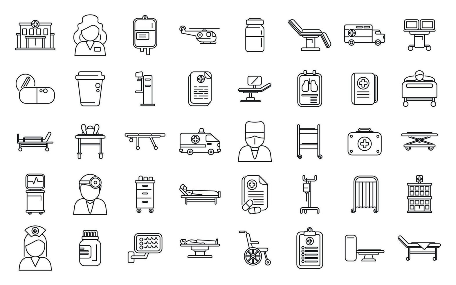 Hospitalization icons set outline vector. Medical health vector