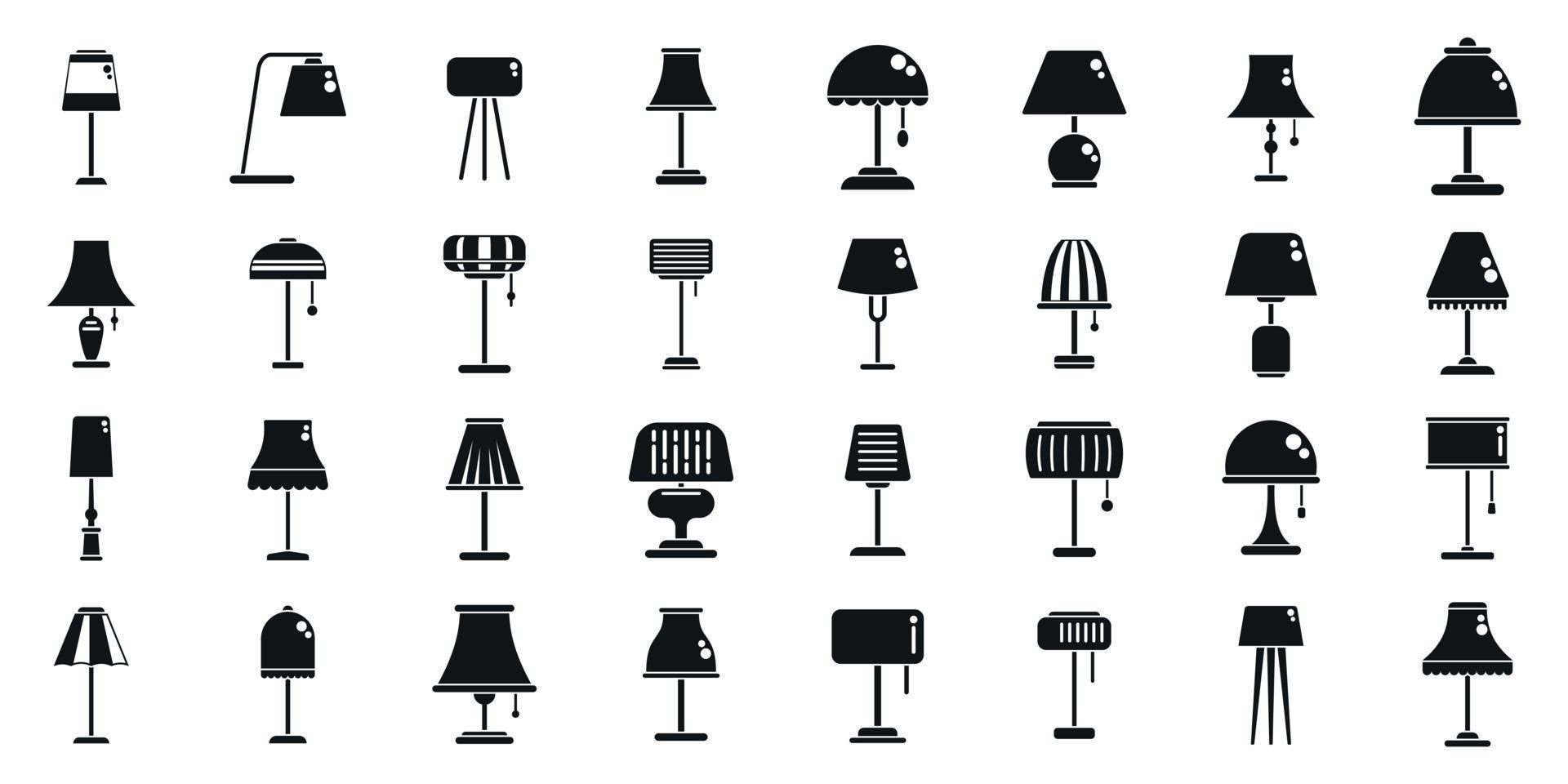 Torchere icons set simple vector. Light lamp vector