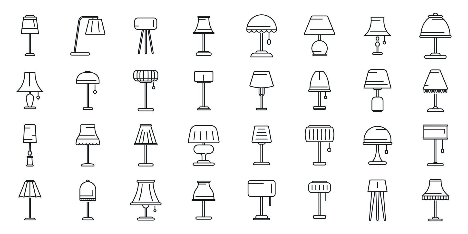 Torchere icons set outline vector. Light lamp vector