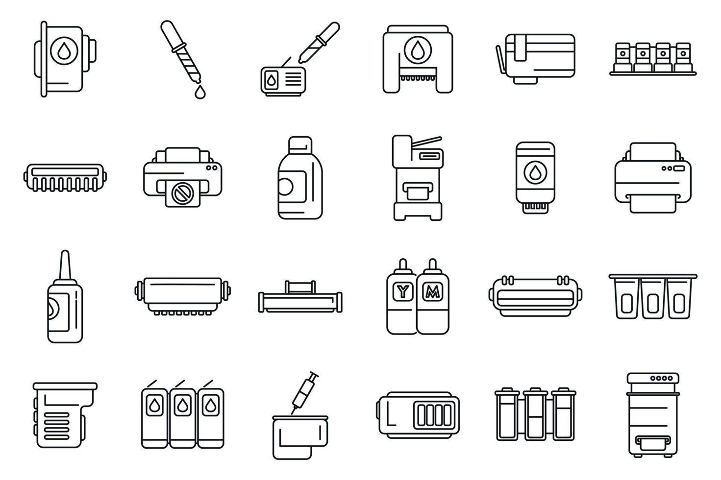 Cartridge filling icons set outline vector. Computer copier vector