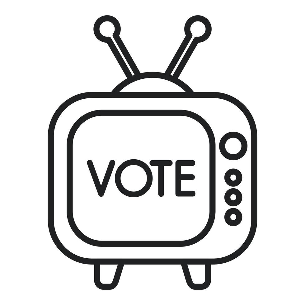 vector de contorno de icono de voto de televisor. elección social