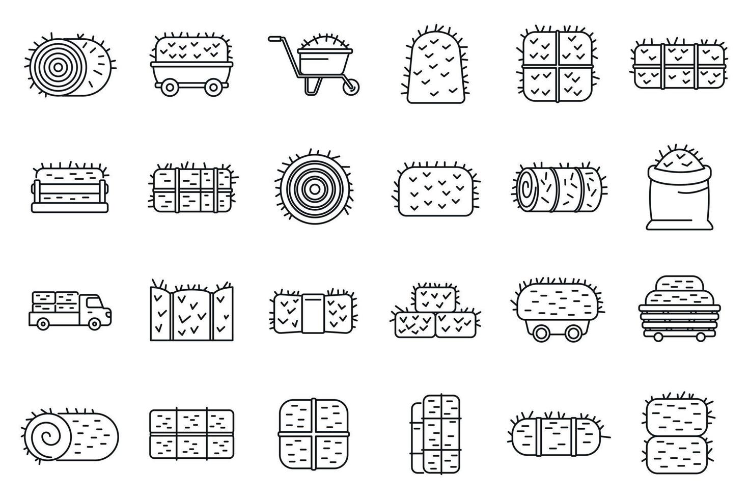 Bale of hay icons set outline vector. Agriculture bale vector