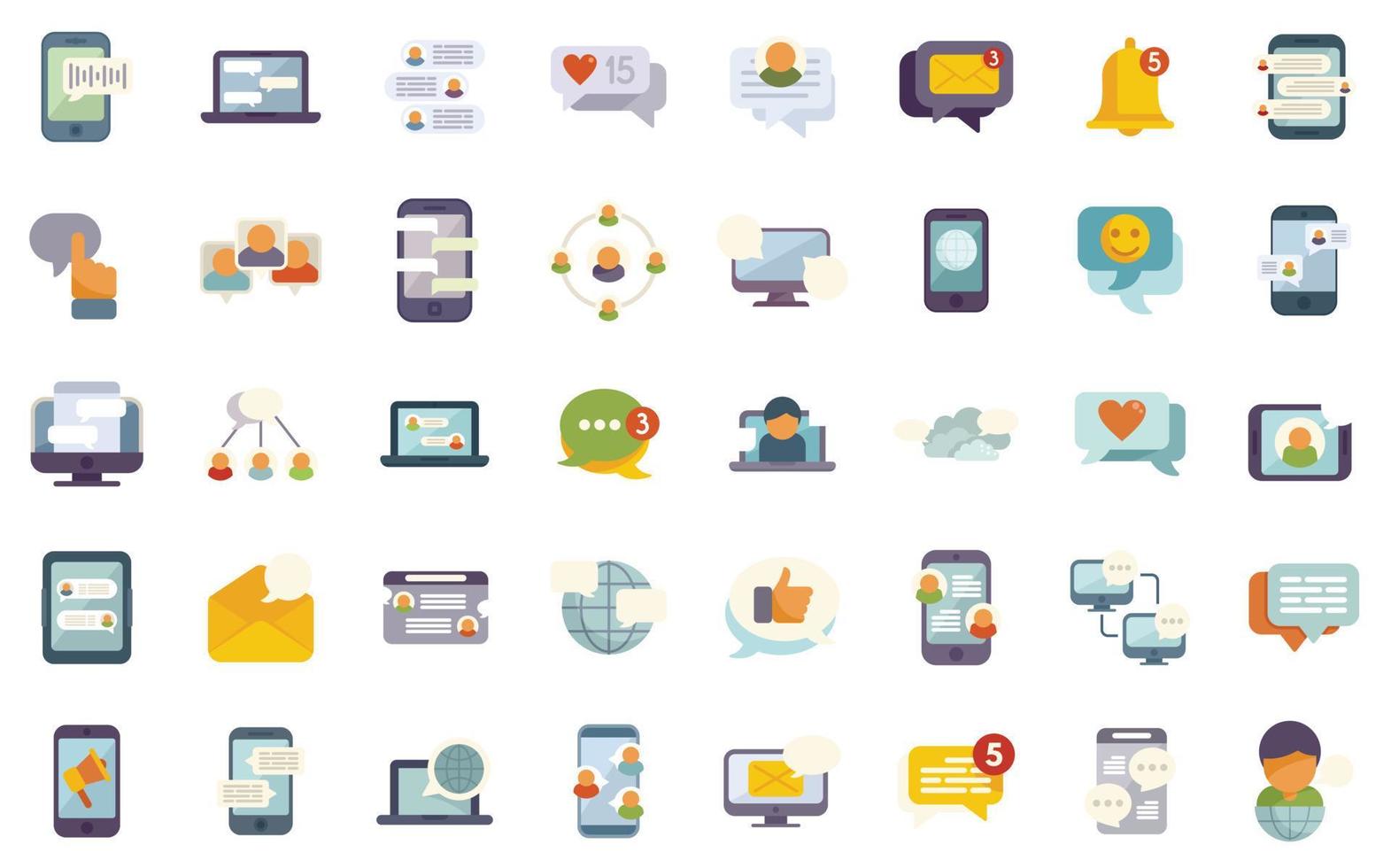 Messaging network icons set flat vector. Share star vector