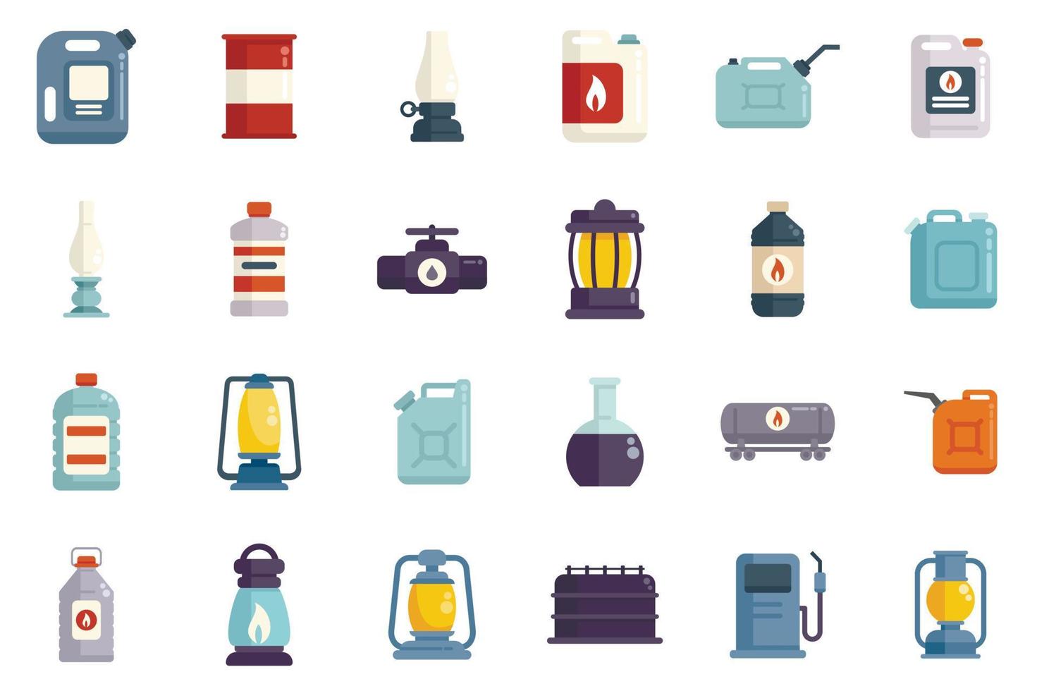 Kerosene icons set flat vector. Energy container vector