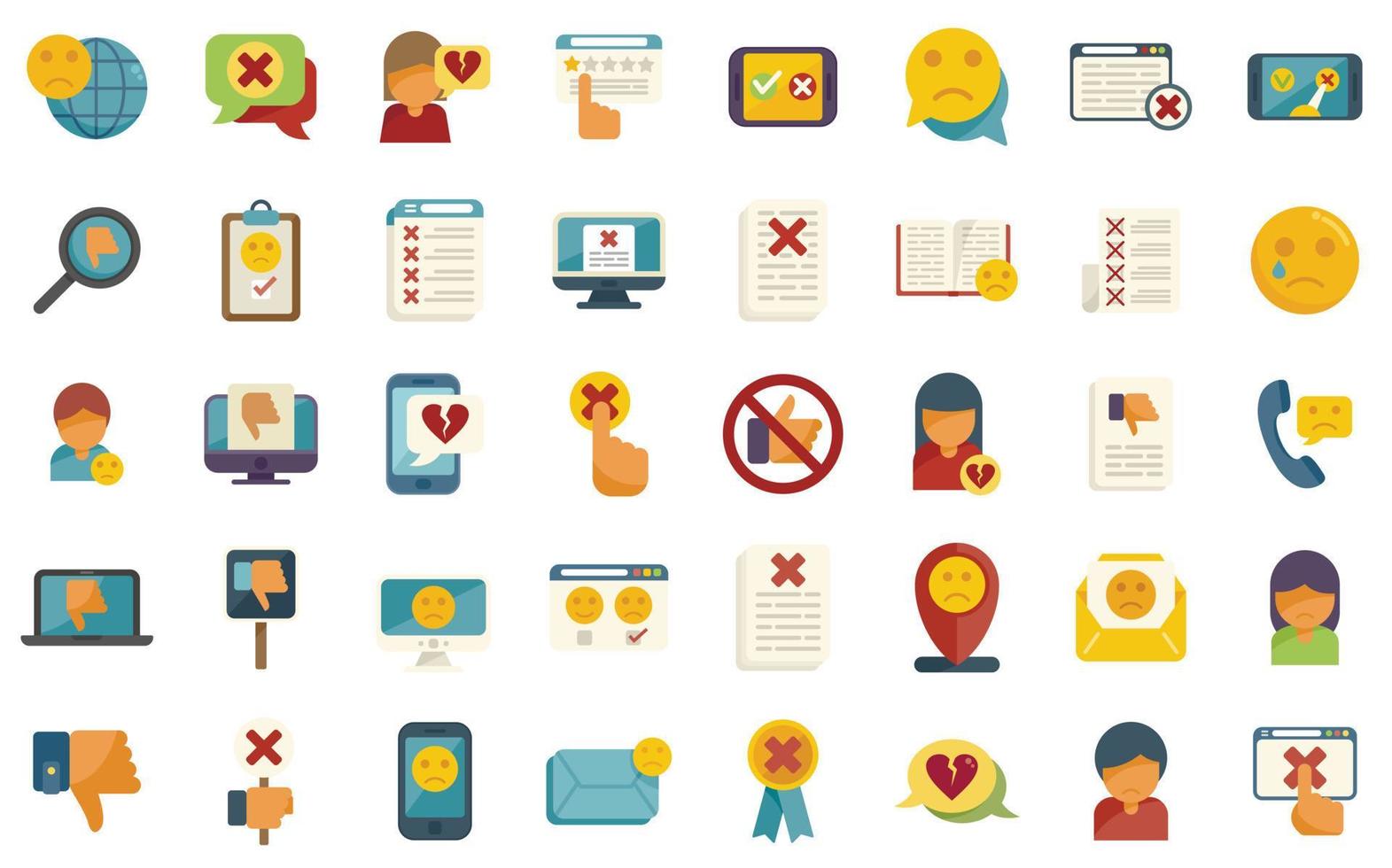 Dislike icons set flat vector. Thumb up vector