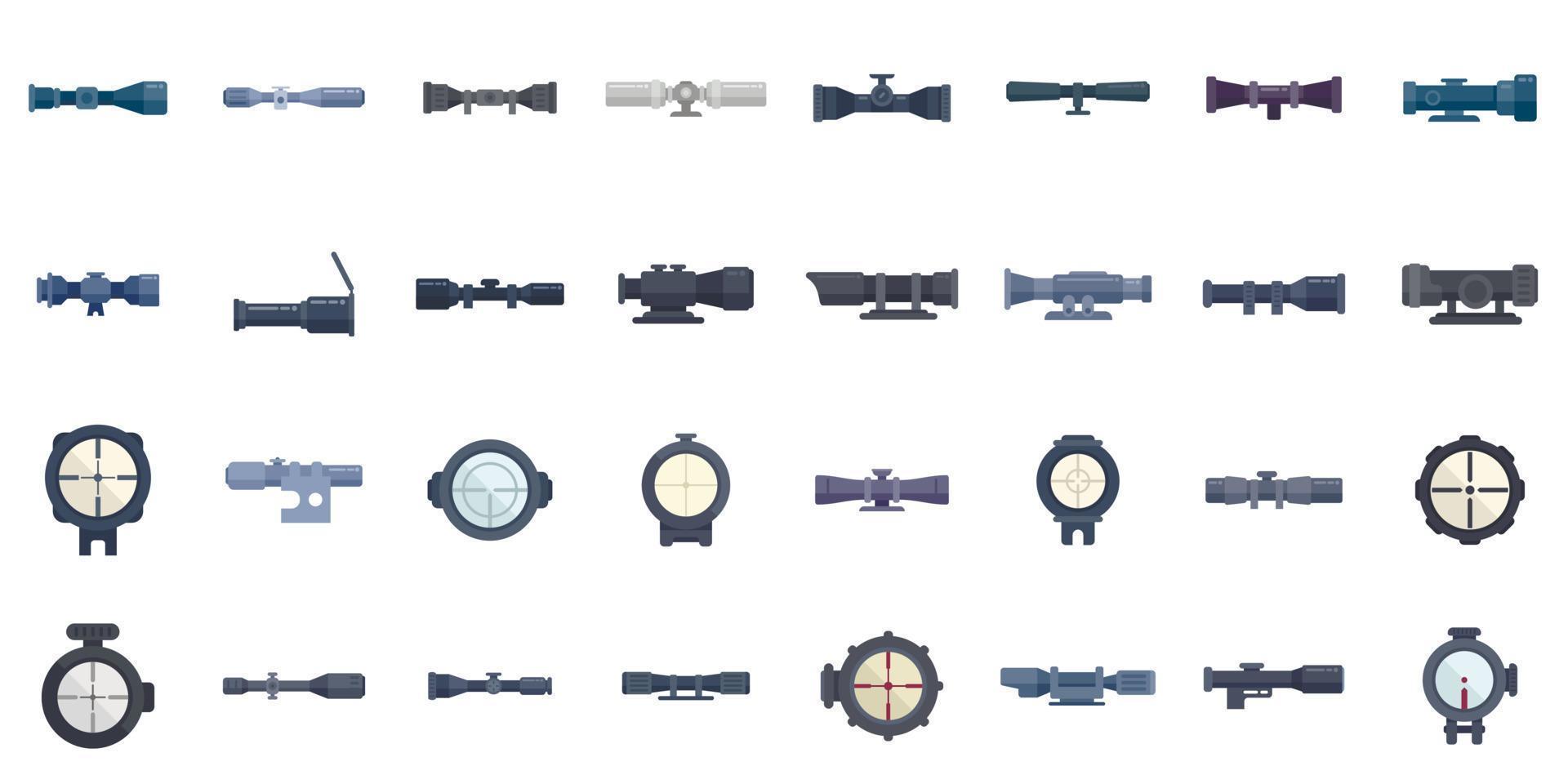 Telescopic sight icons set flat vector. Sniper scope vector