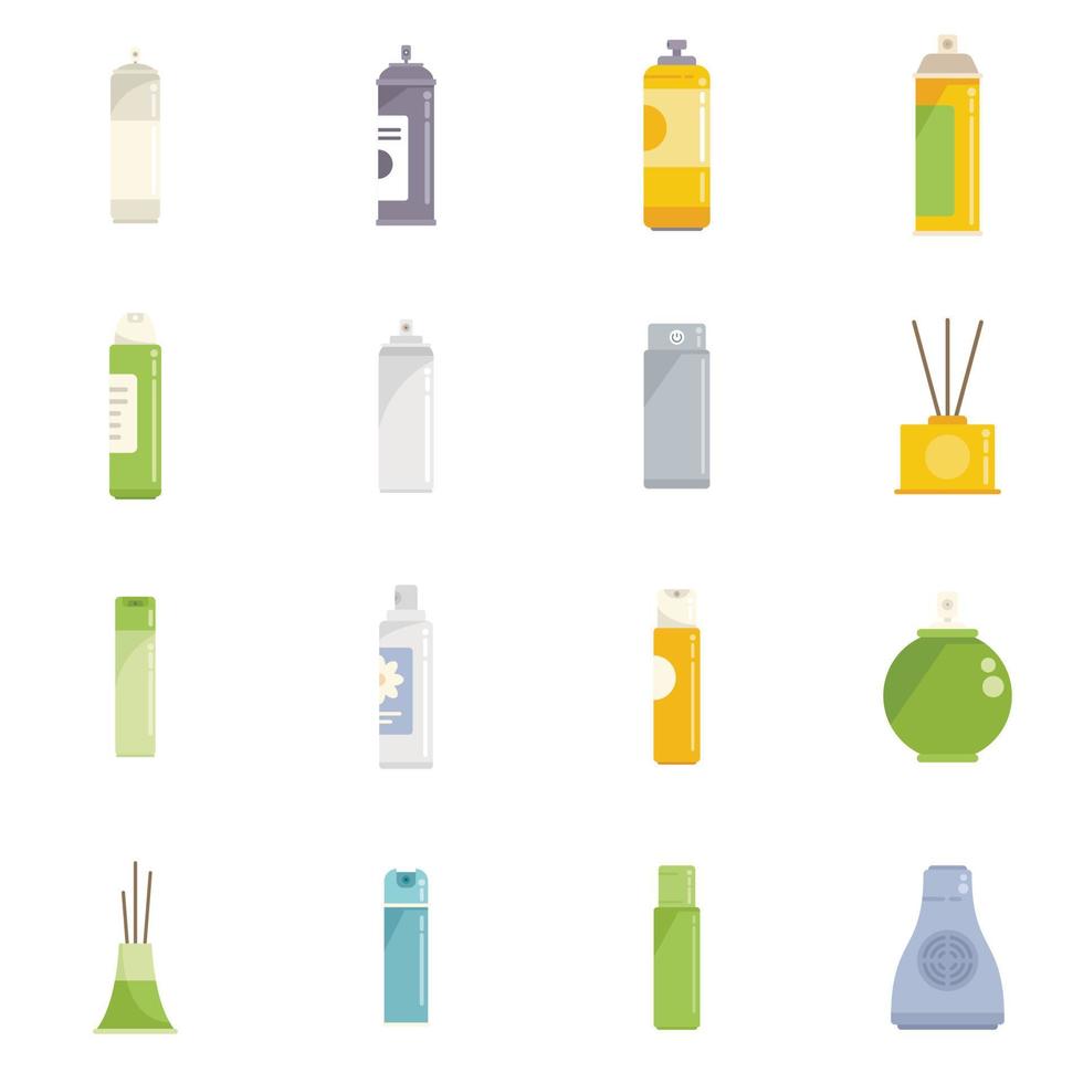 Air freshener icons set flat vector. Auto breathe vector