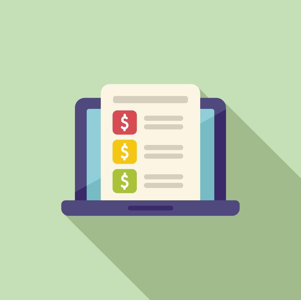 Laptop online marketing icon flat vector. Digital business vector