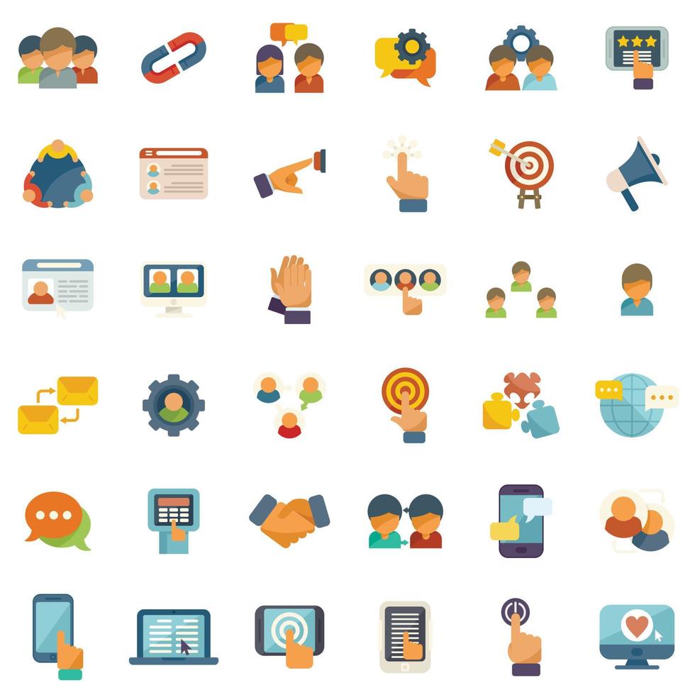 Interaction icons set flat vector. Test process vector