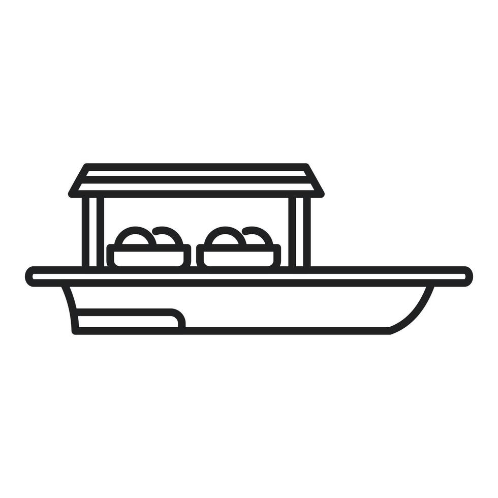 Floating market boat icon outline vector. Thai river vector