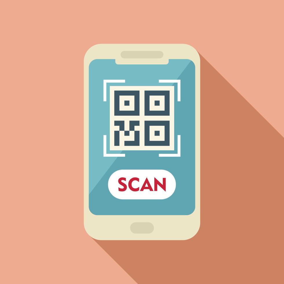 escanee el vector plano del icono del código qr del teléfono. aplicación inteligente