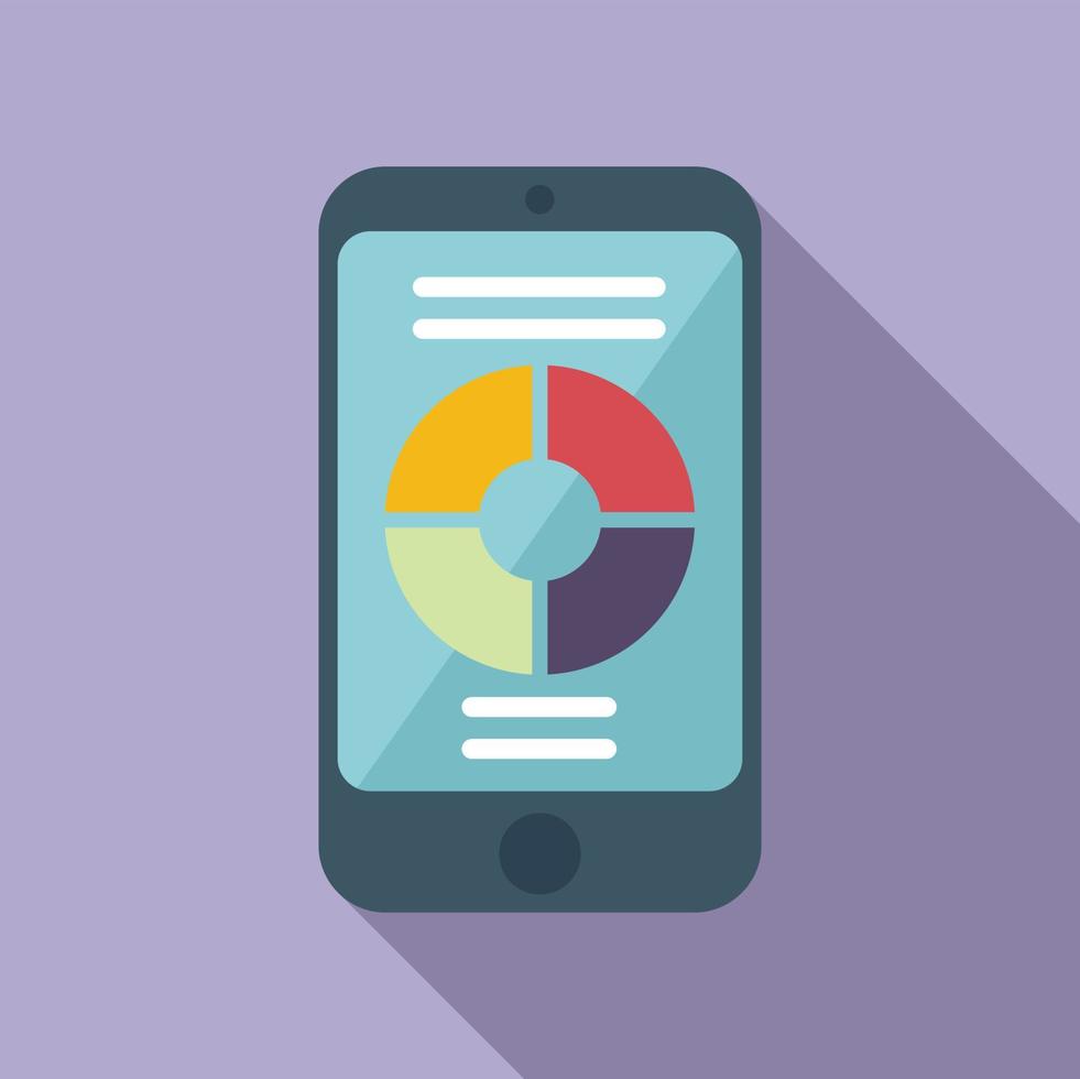 Business online pie chart icon flat vector. Mobile phone vector