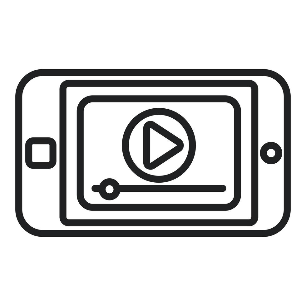 reproducir video en el vector de contorno del icono del teléfono. teléfono inteligente móvil