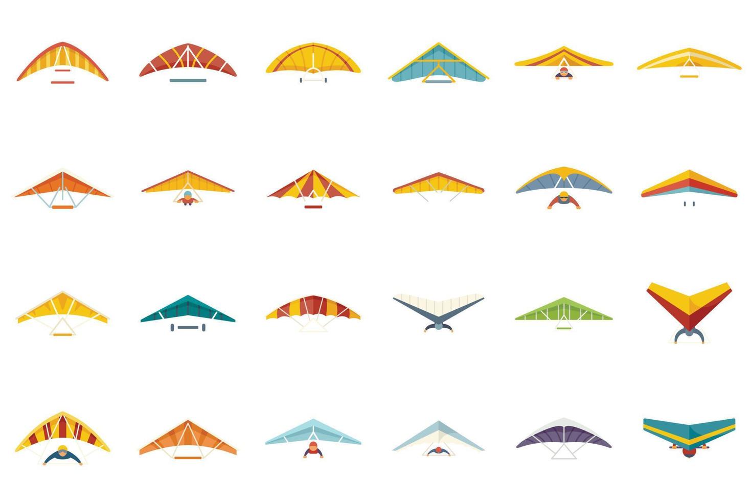 Hang glider icons set flat vector. Sport activity vector