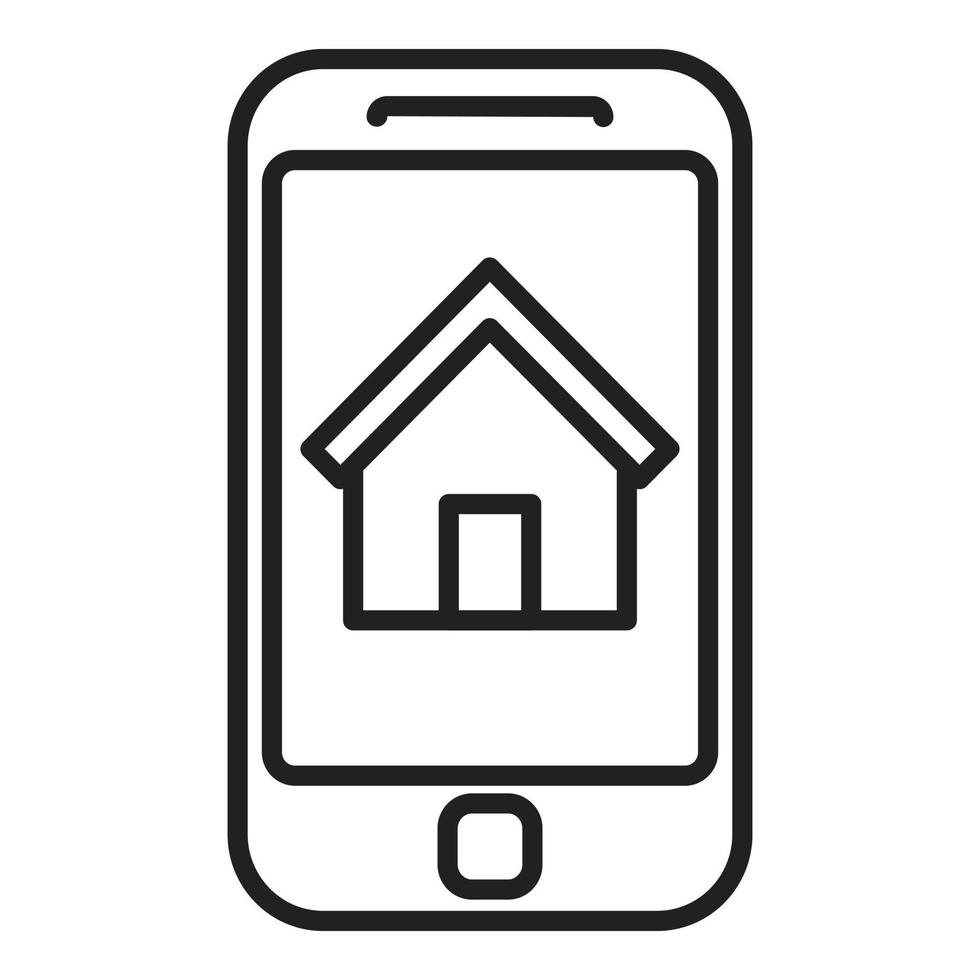 Phone house rent icon outline vector. Real home vector